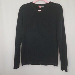 Nick(it) Sweater Men's Medium Black V-neck stretch RETRO Y2K vintage acrylic